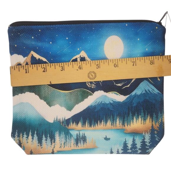 Cosmetic Bag Mountain Forest Nature Landscape Makeup Pouch Travel 8x7 - Picture 5 of 7